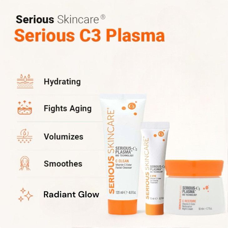 Serious Skincare Vitamin C Collagen Night Skin Care Set Reduce Wrinkles Brightening CRestore Night Cream Moisturizer Eye