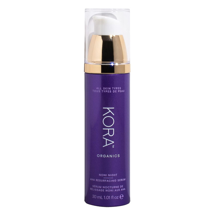 KORA Organics Noni Night AHA Resurfacing Serum Smooth Refine Certified Organic Cruelty Free 101 fl oz