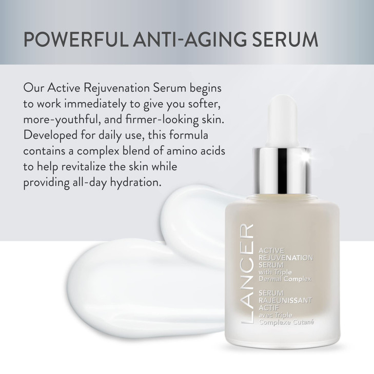 Lancer Skincare Active Rejuvenation Serum with Triple Dermal Complex Daily AntiAging Face Serum 1 Fluid Ounce