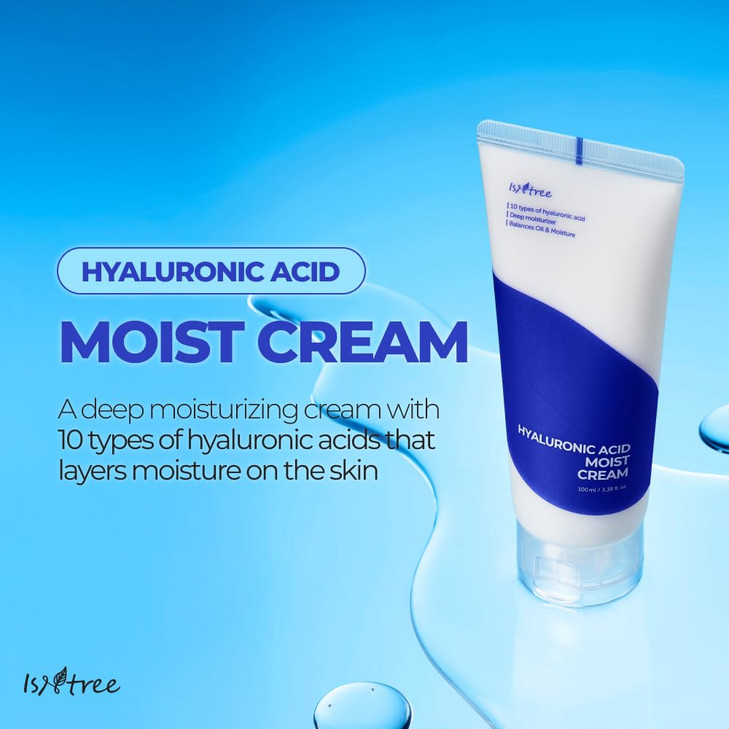 ISNTREE Hyaluronic Acid Moist Cream 100ml 338 floz Korean Skincare Deep Hydration for Dry Skin Balances Oil Moisture Lig
