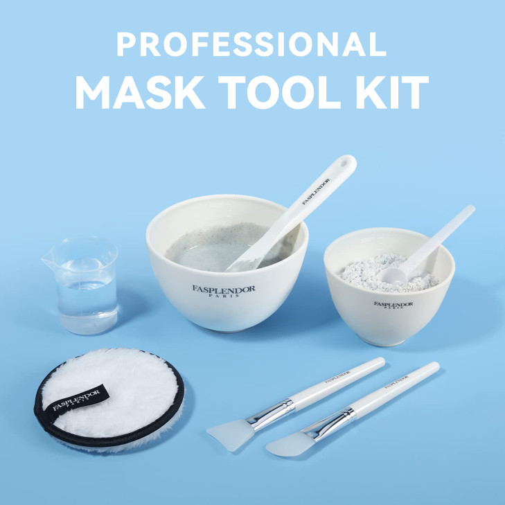 Face Mask Mixing Bowl Set with Silicone Facial Bowls Brushes Spatula Measuring Cup Scoop Reusable Makeup Pad Stylish Mak