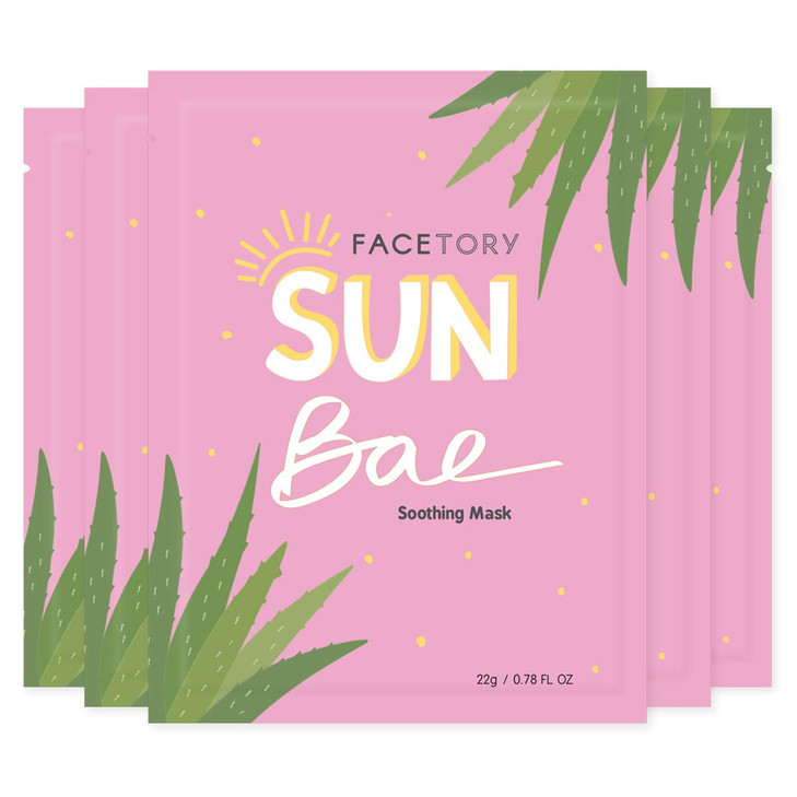 FACETORY K Beauty Face Mask Skin Care SUN BAE SOOTHING Sheet Mask with Aloe Shea Butter After Sun Care Soothe Restore 5
