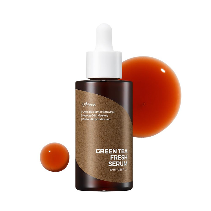 ISNTREE Green Tea Fresh Serum 50ml 169 fl oz Jeju Green Tea Extract Controls Excessive Sebum Balances Oil Moisture Relie