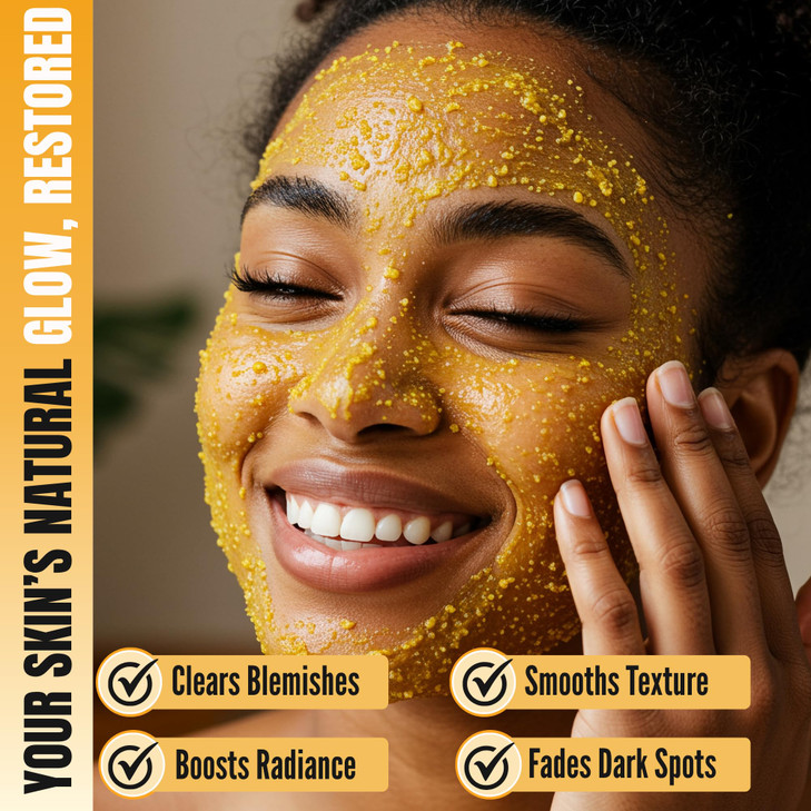Turmeric Honey Sugar Scrub with Pumice for Face Dark Spots Acne Deep Pore Exfoliating Facial Cleanser for Radiant EvenTo