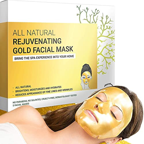 Doppeltree Gold Facial Mask Premium Hydrogel Sheet Face Masks for Skin Care Beauty Hydrating Anti Aging Facemask with Co