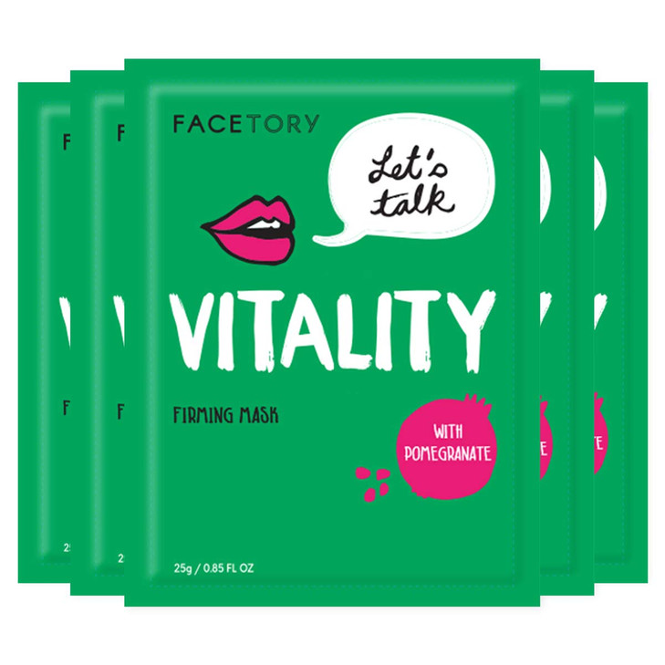 FACETORY K Beauty Face Mask Skin Care LETS TALK VITALITY FIRMING Sheet Mask with Pomegranate Shea Butter Firming Mask wi