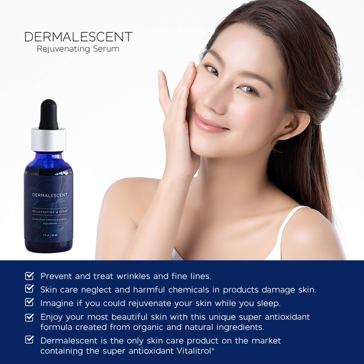 Dermalescent Antioxidant Serum for Anti Aging made from Organic Ingredients Enhanced Facial Oil Natural Wrinkle Skin Car