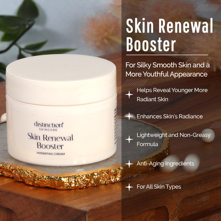 Distinction Skin Renewal Booster Hydrating Face Moisturizer Anti Aging Cream for Fine Lines Wrinkles Hydrates Softens Bo
