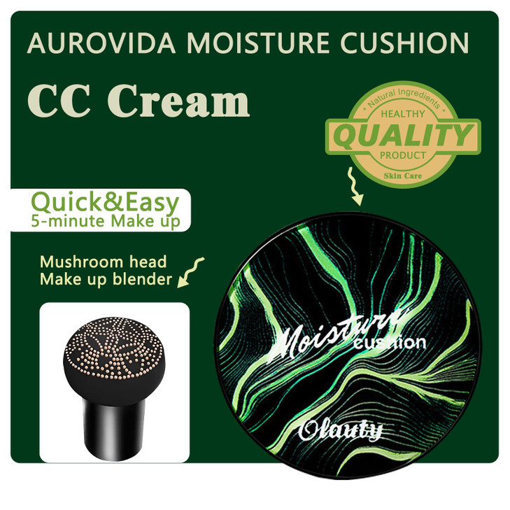 Moisture Cushion CC Cream Foundation for Mature Skin Flawless Concealer BB Cream with Mushroom Head LongLasting Waterpro