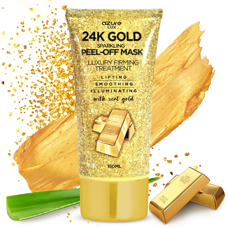 AZURE 24K Gold Firming Peel Off Face Mask Anti Aging Lifting Illuminating Revitalizing Removes Blackheads Dirt Oils With