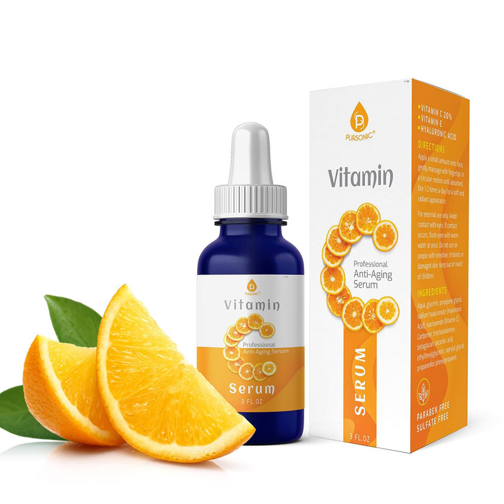 Pursonic Vitamin C Serum 20 is a high potency Best Organic AntiAging Moisturizer Serum for Face Neck Dcollete and Eye Tr