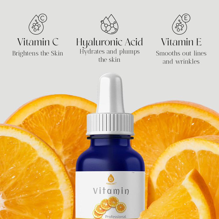 Pursonic Vitamin C Serum 20 is a high potency Best Organic AntiAging Moisturizer Serum for Face Neck Dcollete and Eye Tr