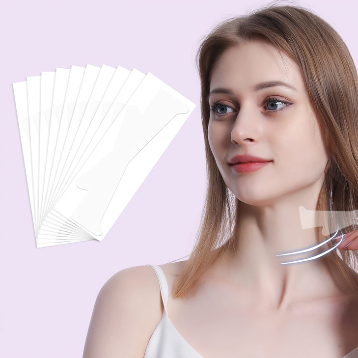 Neck Lifting Tape Invisible AntiWrinkle Elastic Translucent Neck Wrinkle Bands for Instant Skin Lifting10pcs