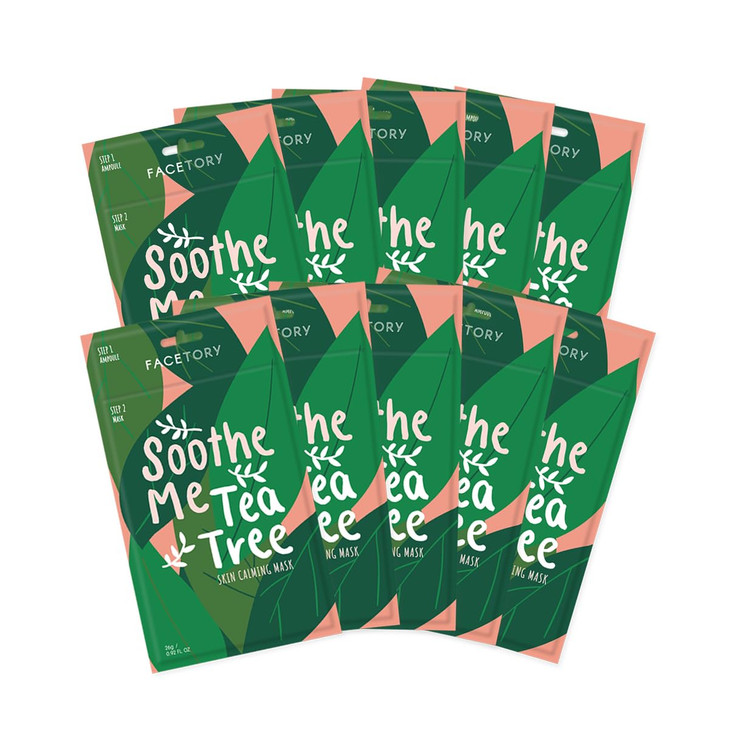 FACETORY K Beauty Face Mask Skin Care Soothe Me Tea Tree 2Step Sheet Mask with Tea Tree Extract Chamomile Soothing Ampou