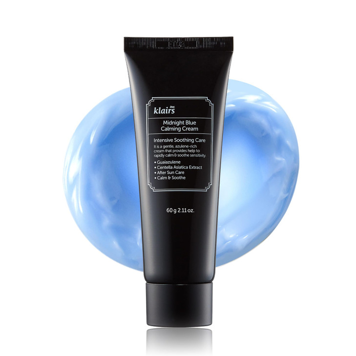 DearKlairs Midnight Blue Calming Cream Face Moisturizer for Redness Relief Guaiazulene EGF Ceramide NonGreasy PostTreatm