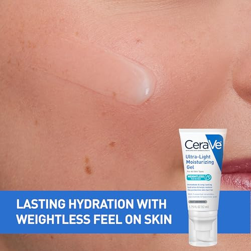 CeraVe UltraLight Moisturizing Gel Hydrating Gel Face Moisturizer For Men For Women with Ceramides Niacinamide Hyaluroni