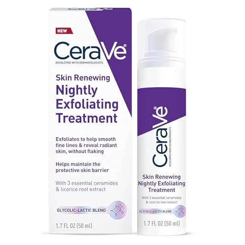 CeraVe Skin Renewing Nightly Exfoliating Treatment Anti Aging Serum With 5 Blend Of Glycolic Acid Lactic Acid Wrinkles D