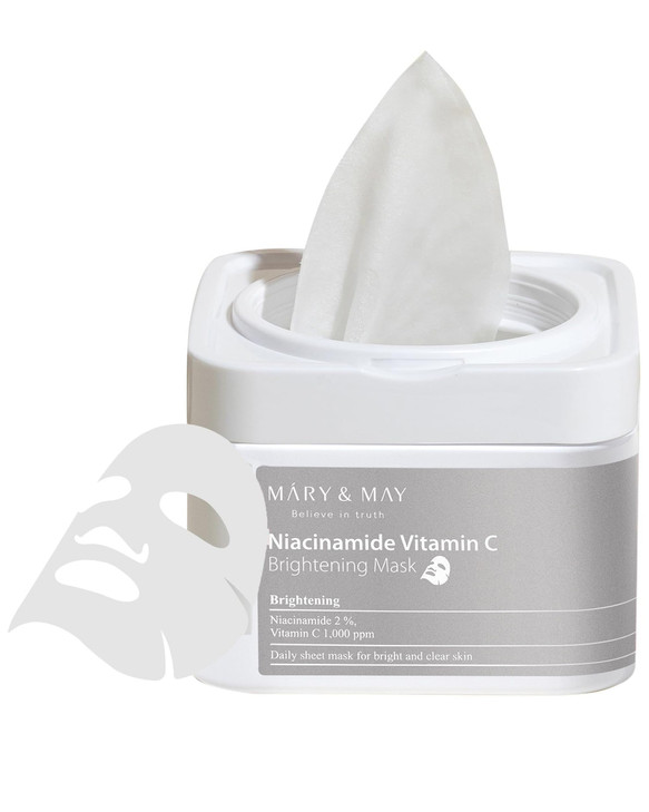 MaryMay Niacinamide Vitamin C Mask 30 Sheets Korean Face Mask for Glowing Skin Daily Sheet Mask for Dark Spots Dullness