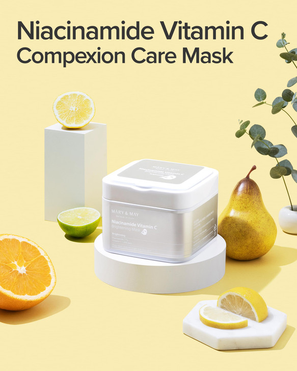 MaryMay Niacinamide Vitamin C Mask 30 Sheets Korean Face Mask for Glowing Skin Daily Sheet Mask for Dark Spots Dullness