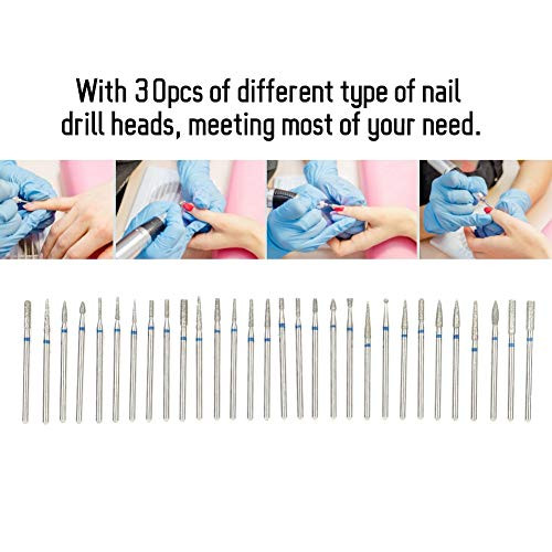 Nail Art Drill Kit, 30Pcs/Set Diamond Grinding Head Nail Art Drill Polish Head Kit Nail Drill Machine Accessories, Nail Polishing Machine Manicure Pe online at globaldelivered