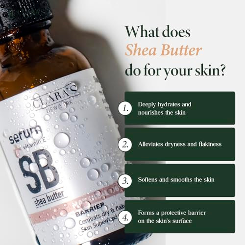 CLARAS NEW YORK Barrier Shea Butter Facial Serum with Vitamin E Hydrating Soothing Daily Face Serum Made in USA 30ml 1 F