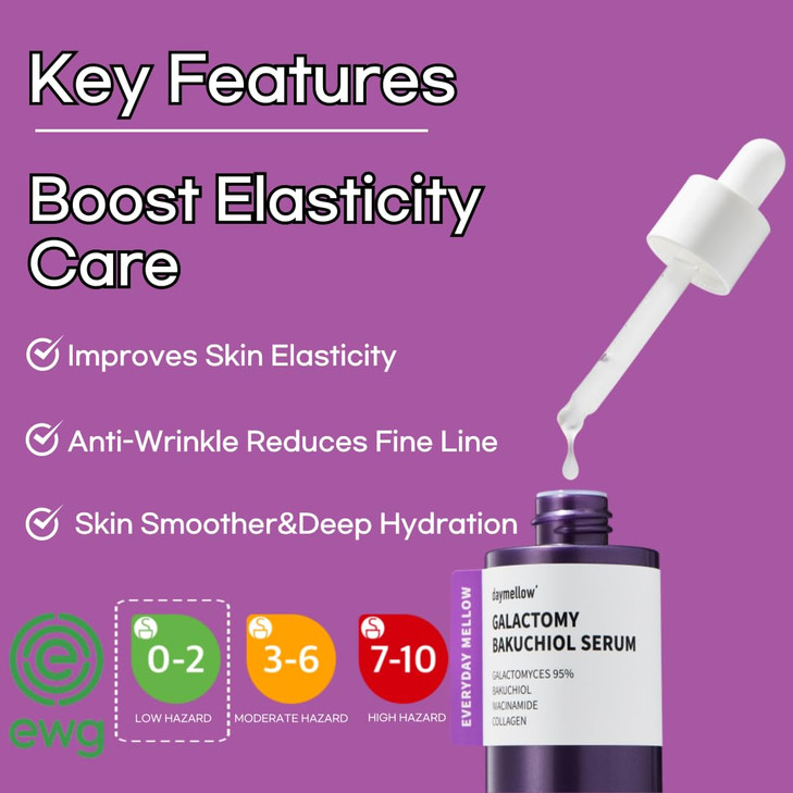 daymellow Galactomy Bakuchiol Serum 101floz30ml Retinol Face Serum Niacinamide 2 Panthenol Collagen Wrinkle Care for Sen