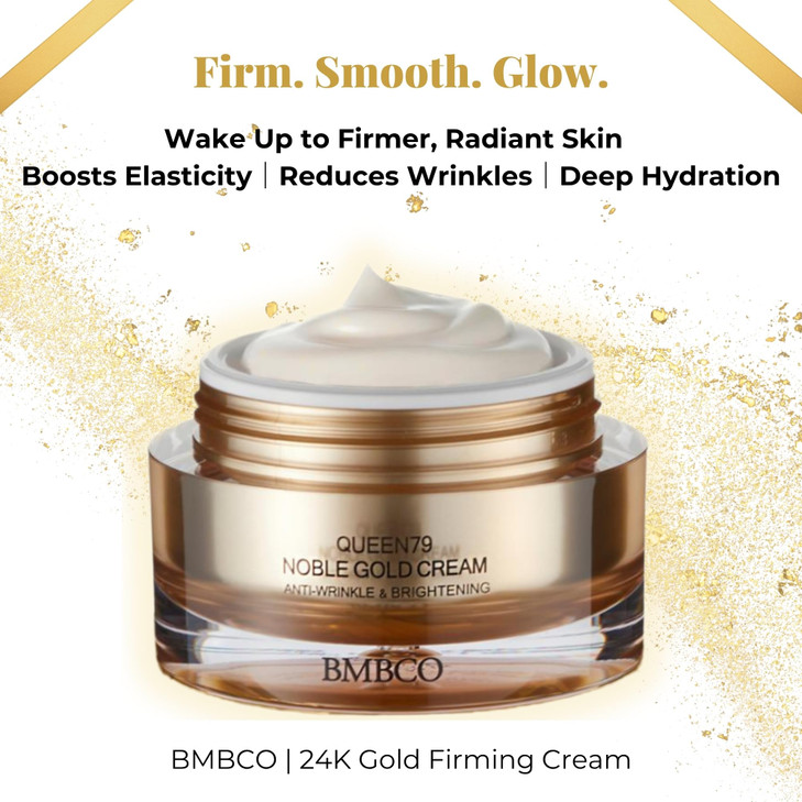 BMBCO 24K Gold Firming Cream Hydrating Korean Moisturizer with Collagen Hyaluronic Acid Improves Elasticity Visible Radi