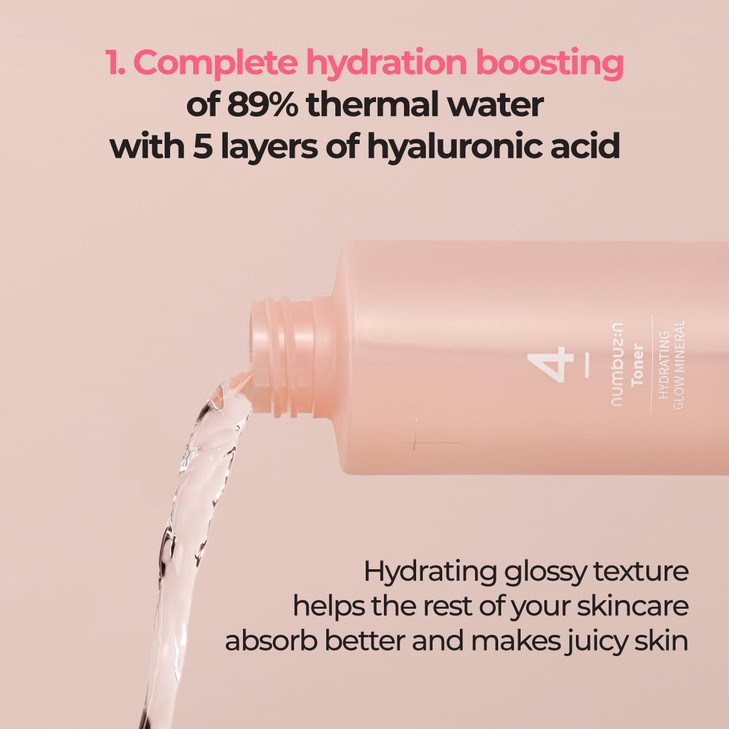 numbuzin No4 Toner Hydrating Glow Mineral Toner Thermal Water Hyaluronic Acid Niacinamide Deep Hydration Glowing Skin Ma