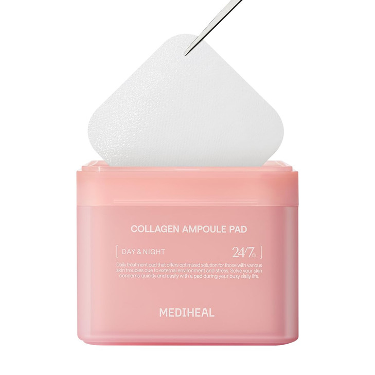 MEDIHEAL Toner Pads Collagen Ampoule Toner Pad with Collagen Ceramide Skin Firming Restore Elasticity Deep Hydration Tig
