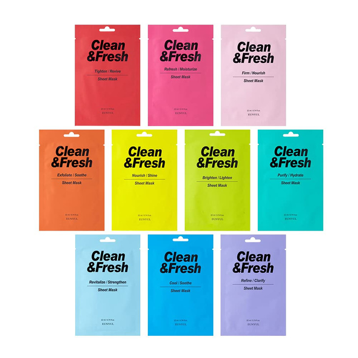 EUNYUL Clean Fresh Sheet Mask Set Pack of 10 074 fl oz Each Korean Facial Sheet Masks Variety Pack for Daily Skincare