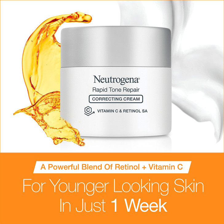 Neutrogena Rapid Tone Repair Retinol Vitamin C Correcting Cream Face Moisturizer with Retinol Hyaluronic Acid Vitamin C