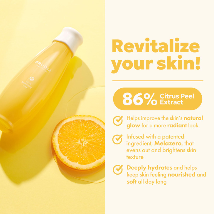 FRUDIA Citrus Brightening Face Toner 659 fl oz Vitamin C Korean Toner with Mandarin Peel Extract Vitamin C MelaZero for