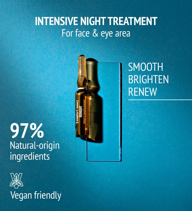 comfort zone Renight Bright Smooth Ampoules Night Face Treatment Stimulates Renewal Luminosity Fine Lines Retinal Natura