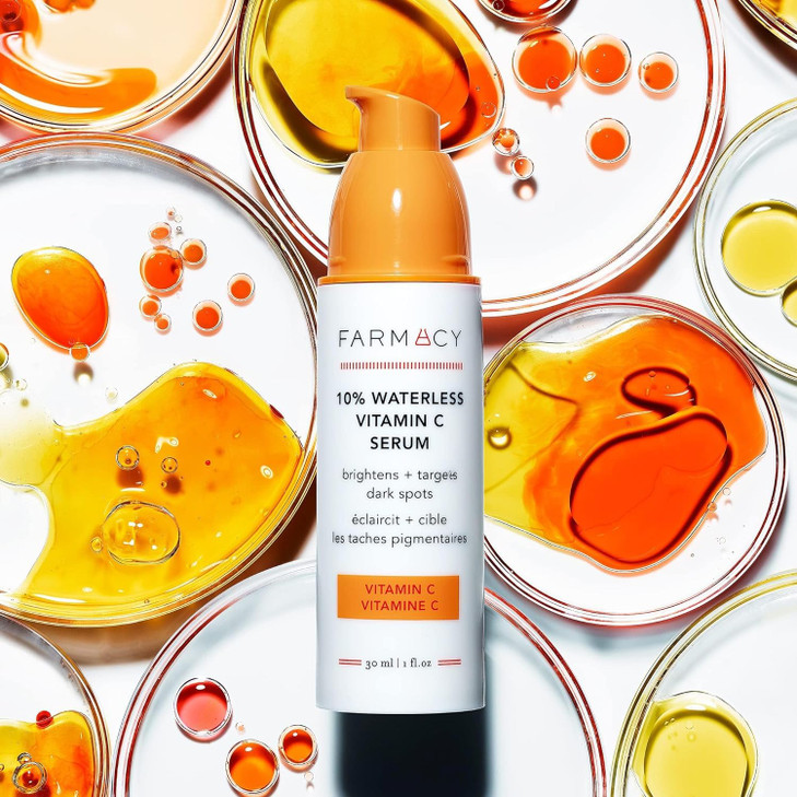 Farmacy 10 Vitamin C Face Serum Waterless Vitamin C Skin Care Serum to Brighten Firm Smooth Skin Texture Enriched with U