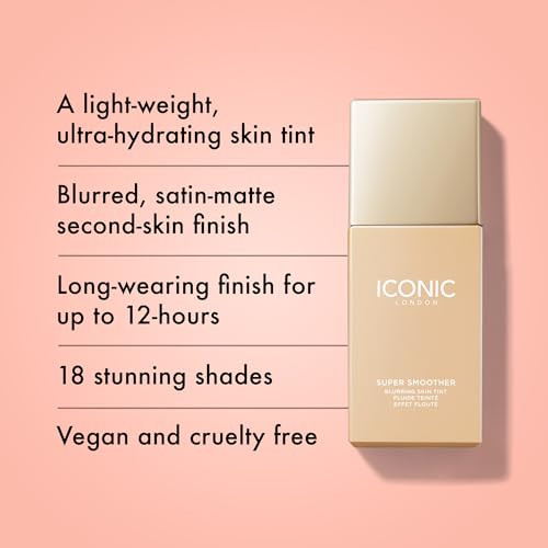 ICONIC LONDON Super Smoother Blurring Skin Tint Light to Medium Coverage Hydrating UltraLightweight Tinted Moisturizer C