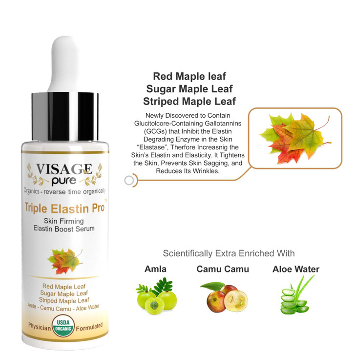 Visage Pure Triple Elastin Pro Skin Firming Elastin Boost Face Serum Contains GCGs That Increases the Skins Elastin and