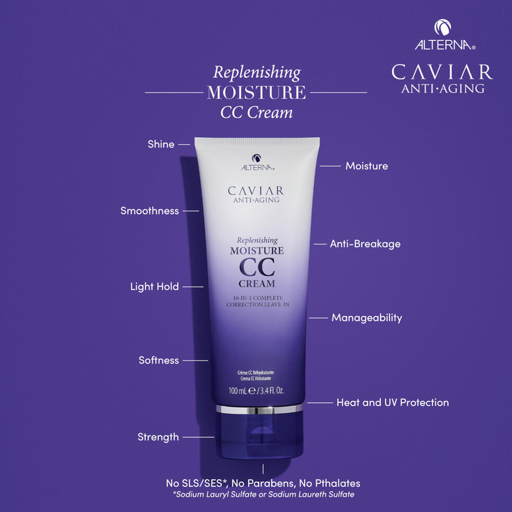 Alterna Haircare CAVIAR AntiAging Replenishing Moisture CC Cream 34 Fl Oz 10in1 Hair Protection Treatment Cream Nourishe