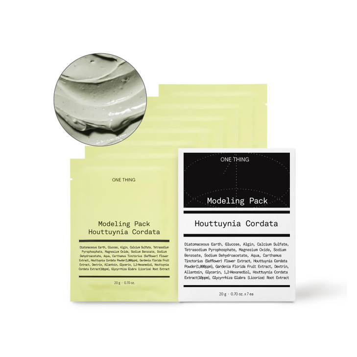 ONE THING Houttuynia Cordata Modeling Pack 07 Oz 7 Masks Facial Powder Peel Off Mask for Hydrating Cooling Soothing Acne