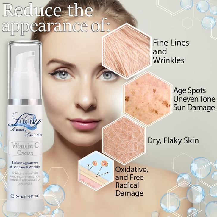 Luxiny Vitamin C Moisturizer for Face Neck Wrinkle Defense Face Cream for Women Age Fighting Lotion Jojoba Oil DayNight