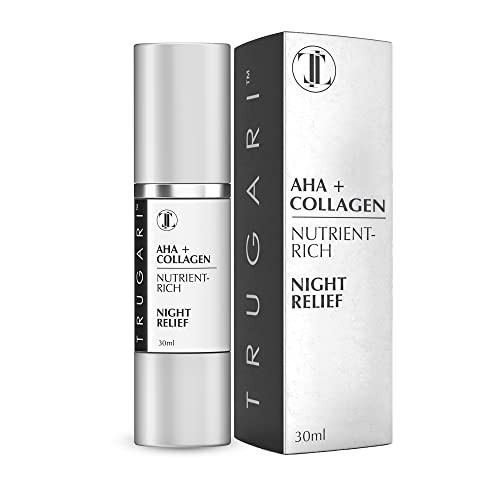 TRUGARI Facial Night Serum with AHA Collagen Night Serum for Face Anti Aging Night Serum Collagen Boost Anti Aging Serum