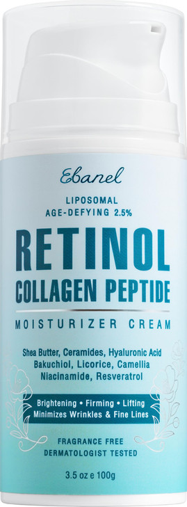 Ebanel Retinol Cream for Face 35 oz Moisturizer with Collagen Peptides Ceramides Hyaluronic Acid Vitamin C B5 Firming An