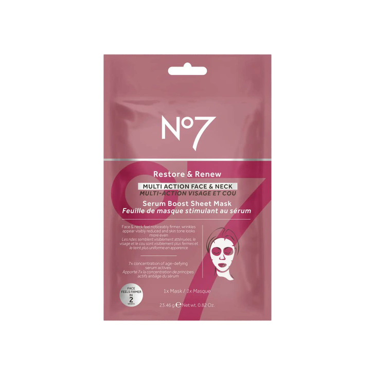No7 Restore and Renew MultiAction Face and Neck Serum Boost Mask AntiAging Firming WrinkleReducing Sheet Mask for Hydrat
