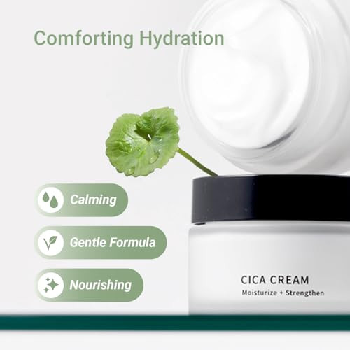 Meebak Cica Cream Daily Moisturizer for Soothing Repairing Firming with Niacinamide Peptides Retinol Deep Hydration for