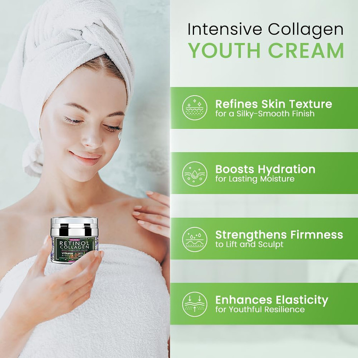 WUMAL Retinol Cream with Collagen Hyaluronic Acid Face Moisturizer for Women and Men Reduces Wrinkles Fine Lines and Dry