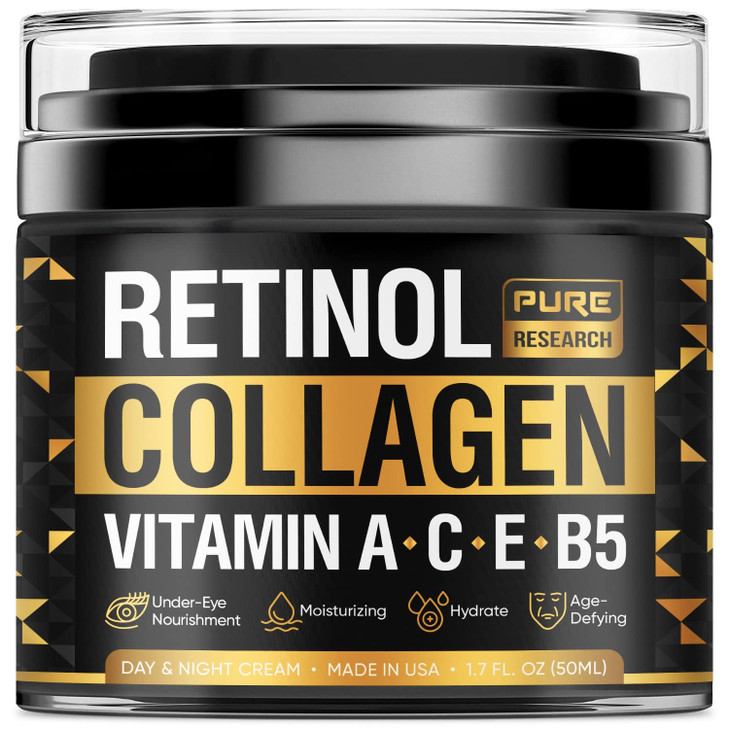 Retinol Face Cream Natural AntiWrinkle Cream AntiAging Facial Moisturizer with Collagen Hyaluronic Acid Hydrate Renew an