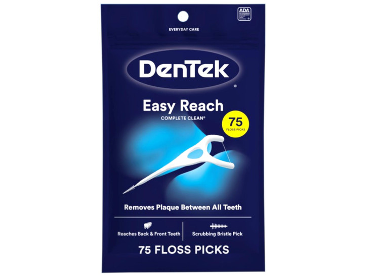DenTek Easy Reach Complete Clean Floss Picks, with Strong Dental Floss, 75 Count, 3 Pack online at globaldelivered