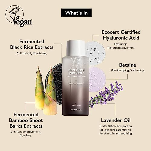 haruharu Wonder Black Rice Hyaluronic Toner Deep Hydration Glass Skin Hyaluronic Acid Lavender Oil Skin Plumpling Korean
