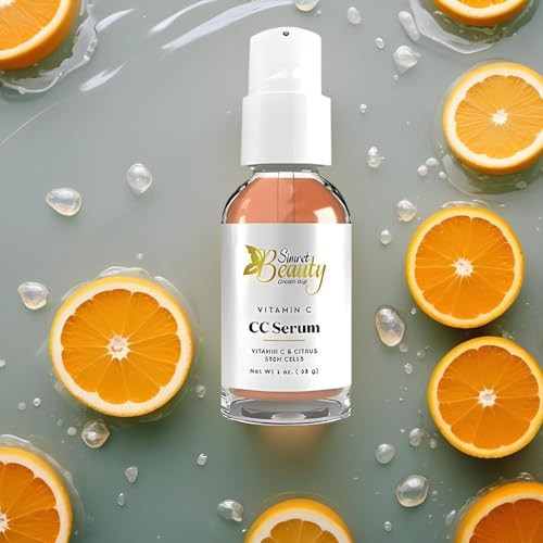 Simret Beauty Vitamin C CC Serum Complexion Corrector with Citrus Stem Cells Hyaluronic Acid AntiAging Hydrating Dark Sp
