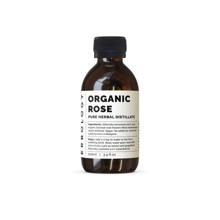 Erbology Organic Rose Water 34 fl oz Distilled from Damask Rose Premium Food Grade Hydrolate of Rose Soothes Hydrates an
