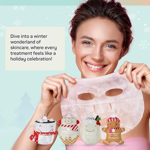 SpaLife Beauty Holiday Treats Christmas Face Mask Bundle Korean Facial Mask Hydrating Soothing and Moisturizing Sheet Ma